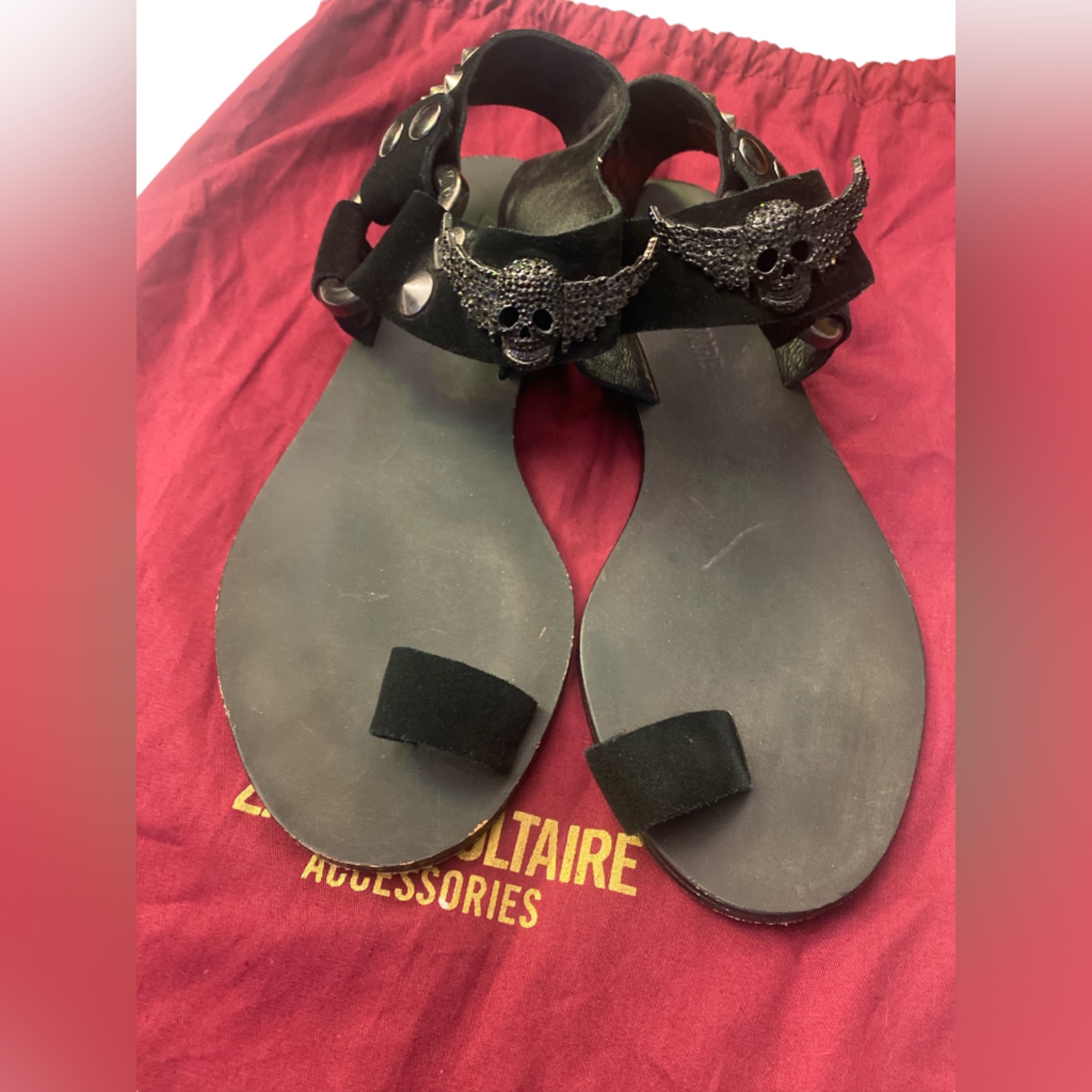 Zadig & Voltaire Black Skull Sandals Guc 6m